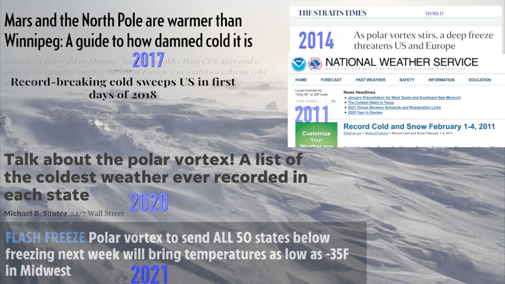 A decade of record breaking cold worldwide, the actual climate crisis